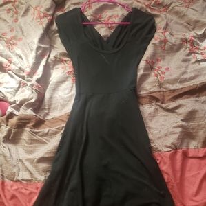 Black Skater Dress with open back